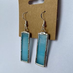 Hand Made Stained Glass Earrings - Sterling silver hook